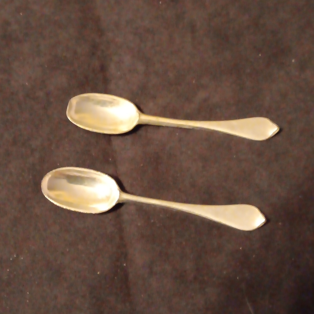Two Stieff Pewter Individual Salt Spoons